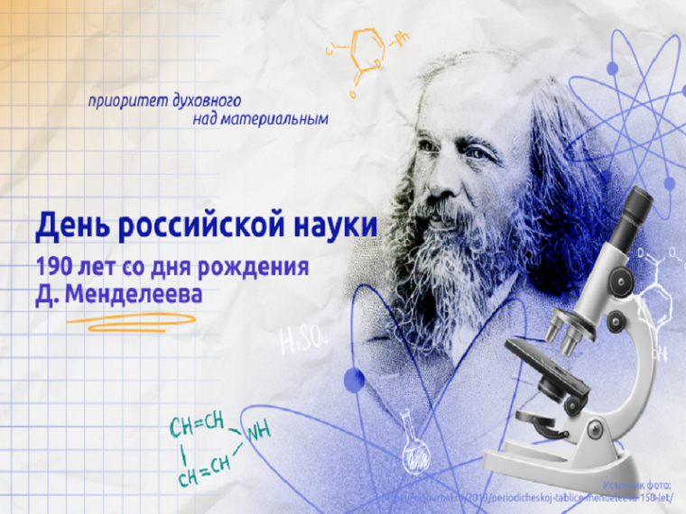 Разговоры  о  важном: Путешествие в страну науки. 190 лет со дня рождения Д.И. Менделеева..